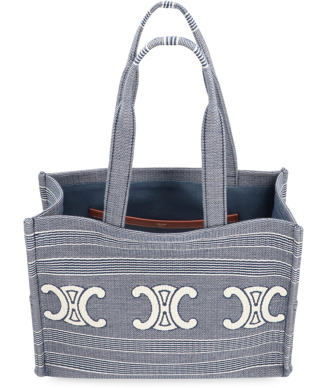 CELINE Синяя хлопковая сумка тоут, фото 5