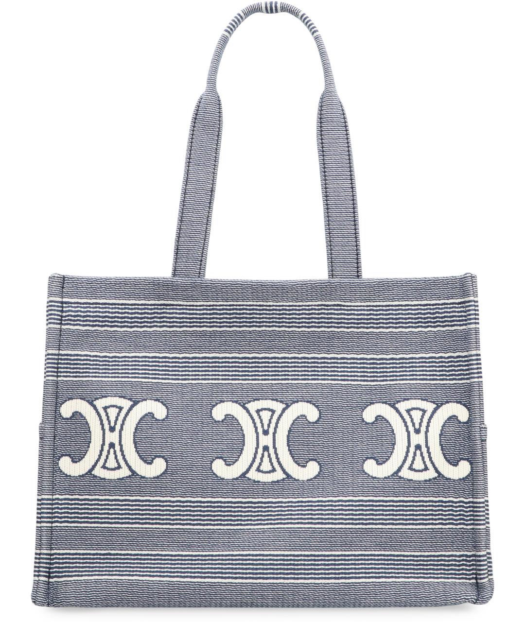 CELINE Синяя хлопковая сумка тоут, фото 2