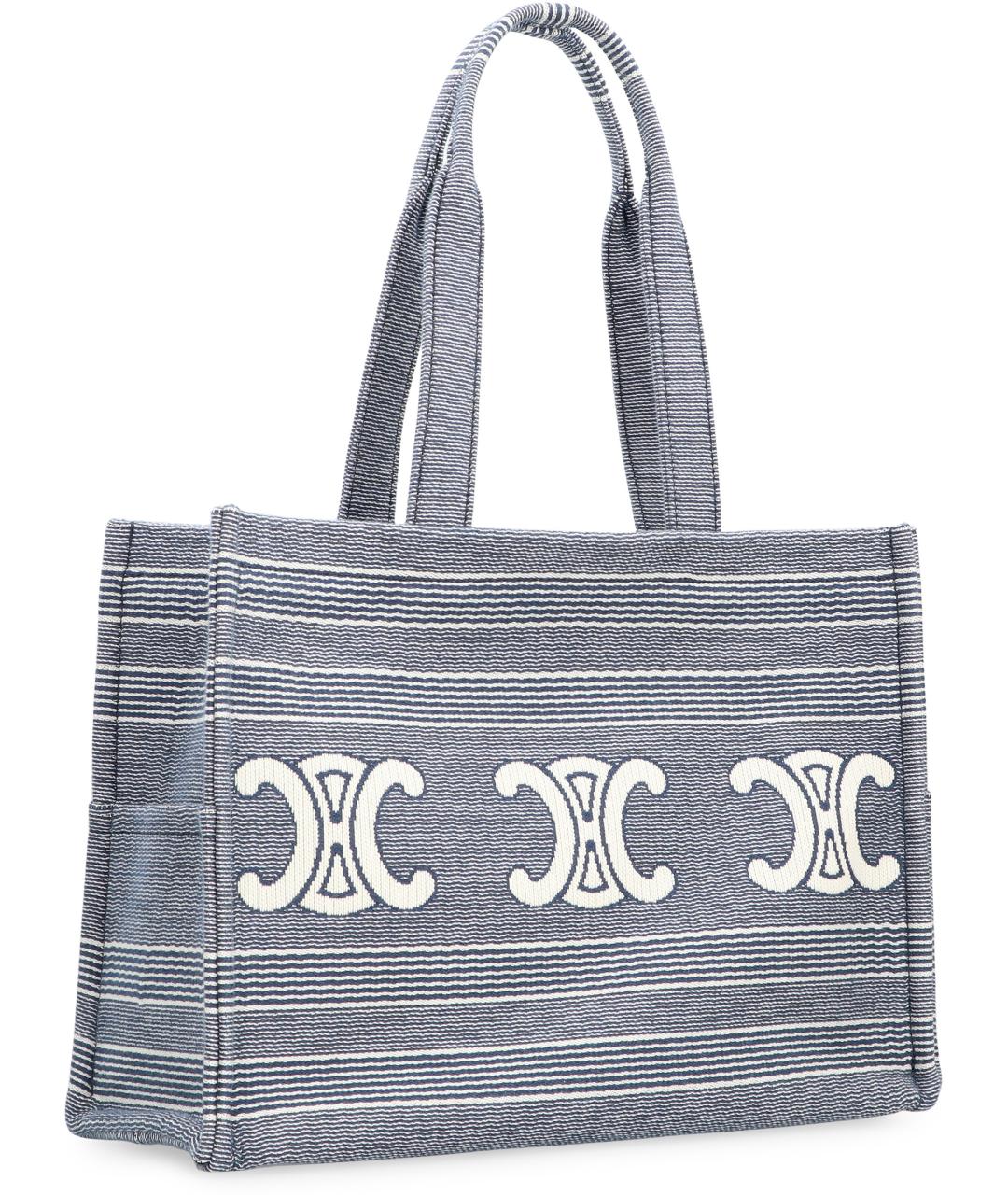 CELINE Синяя хлопковая сумка тоут, фото 3