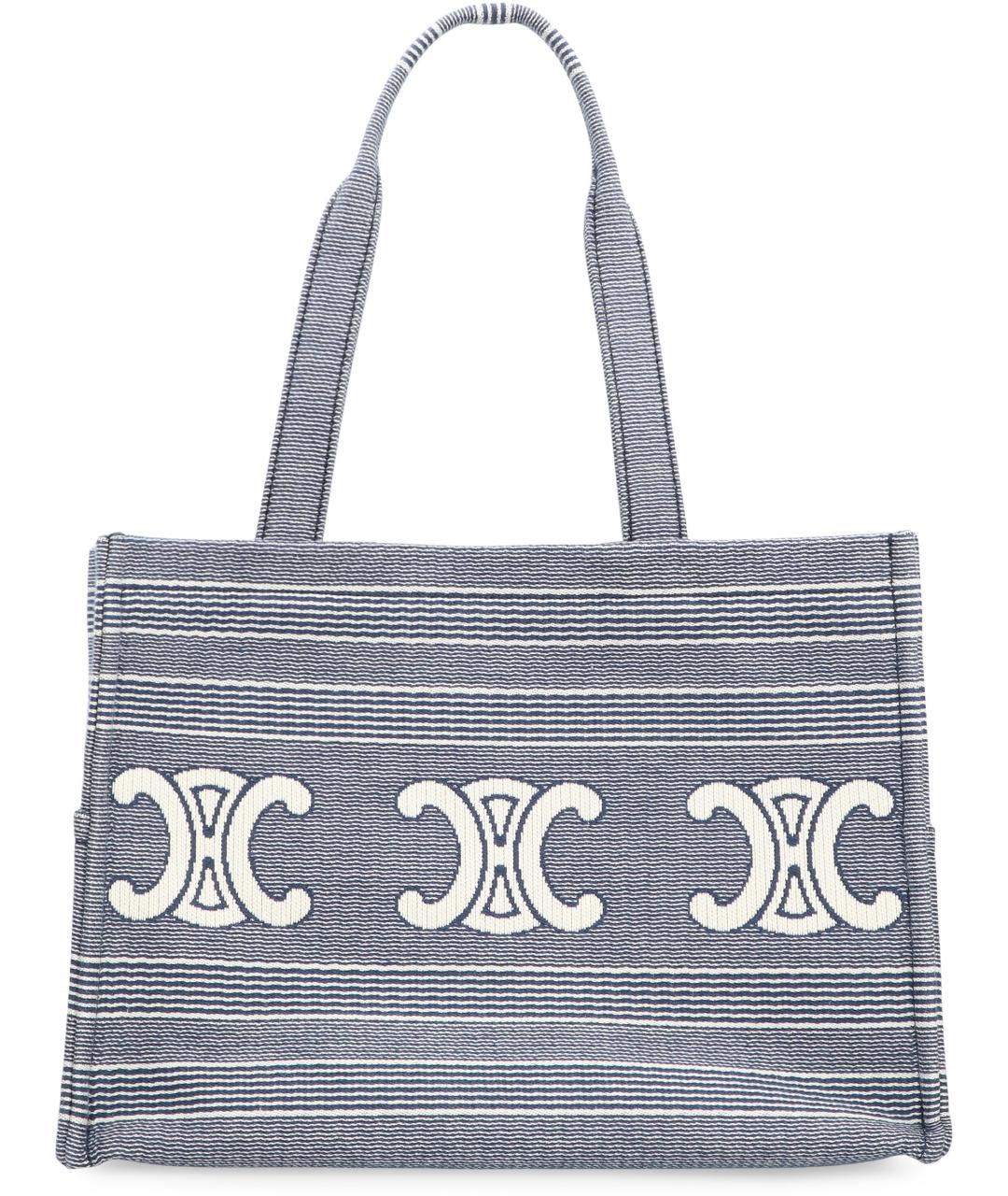 CELINE Синяя хлопковая сумка тоут, фото 4