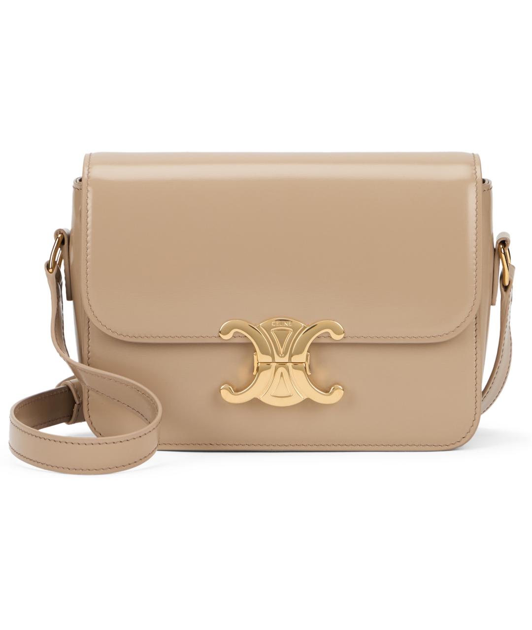 CELINE Бежевая кожаная сумка через плечо, фото 2