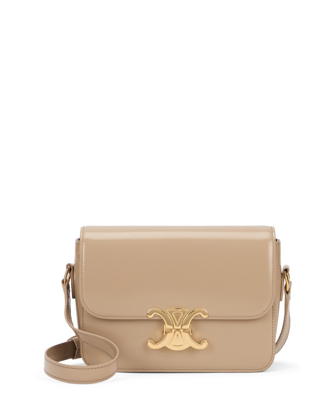 CELINE Бежевая кожаная сумка через плечо, фото 1