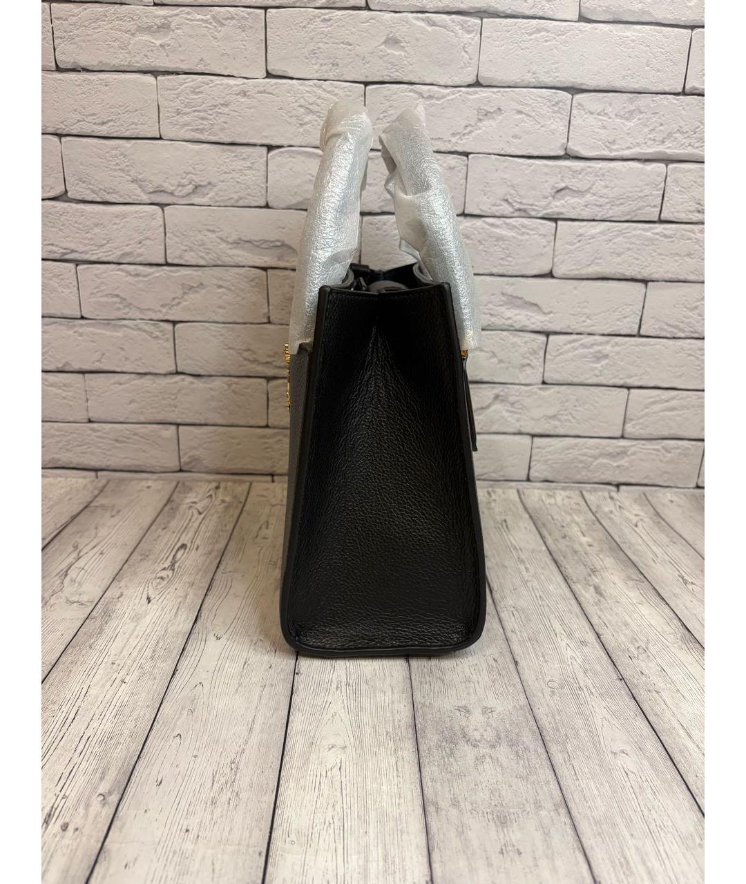 VERSACE Черная кожаная сумка с короткими ручками, фото 4