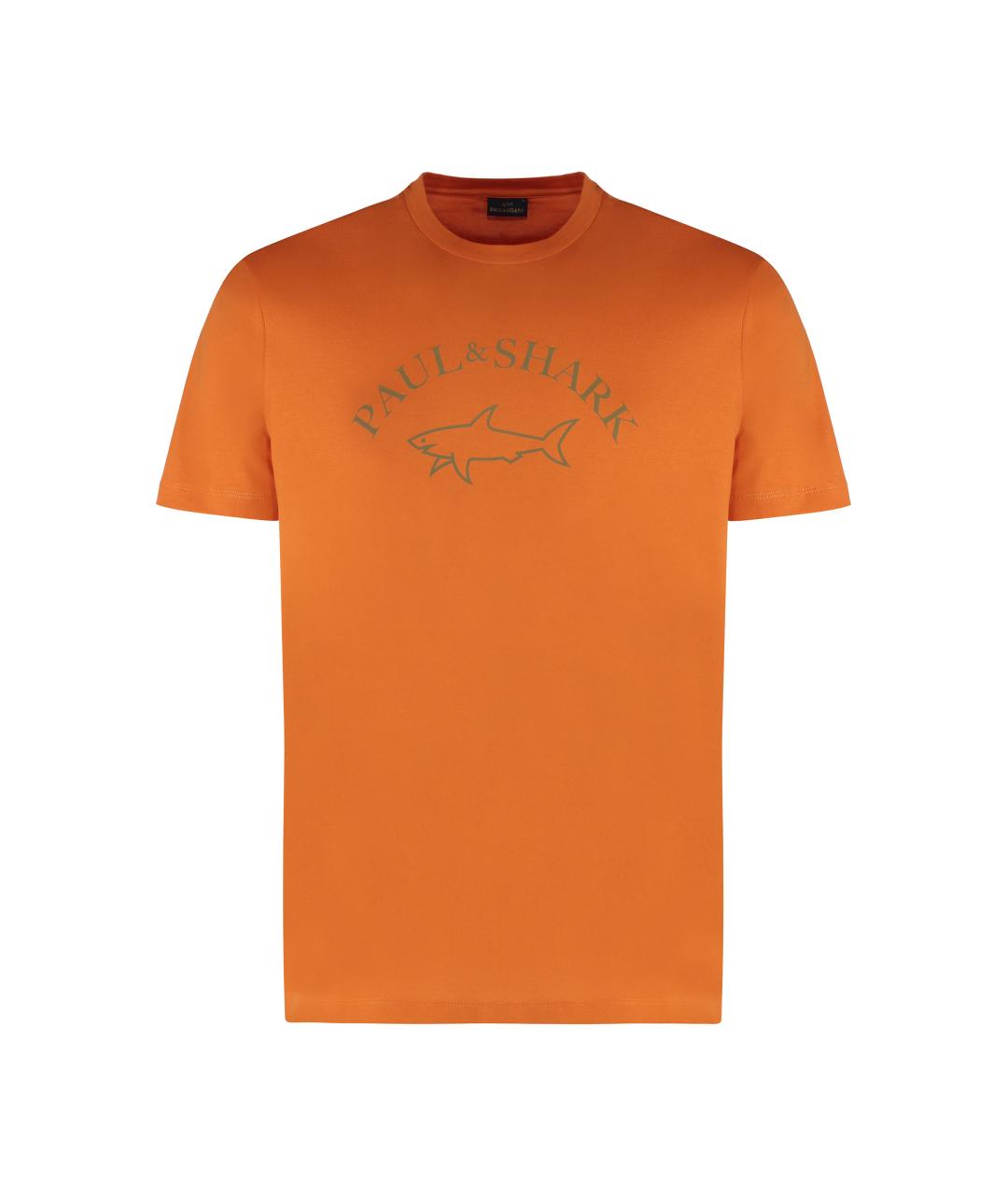 PAUL & SHARK Оранжевая хлопковая футболка, фото 1