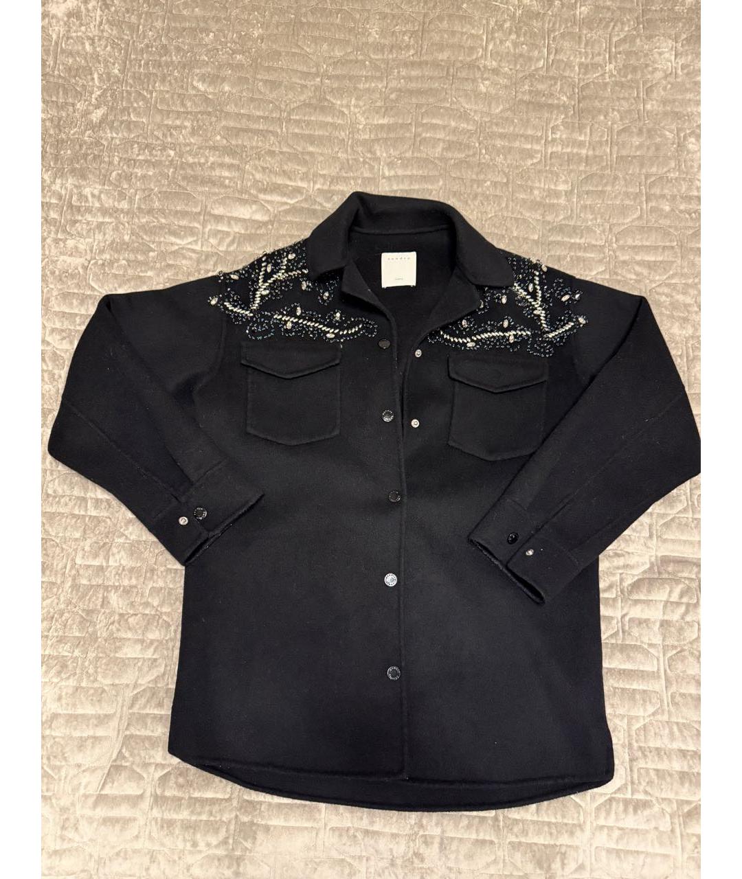 SANDRO Черное шерстяное пальто, фото 6