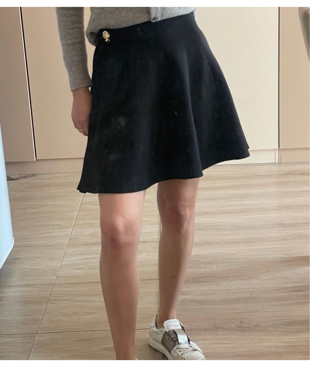 ELISABETTA FRANCHI Черная полиэстеровая юбка мини, фото 8