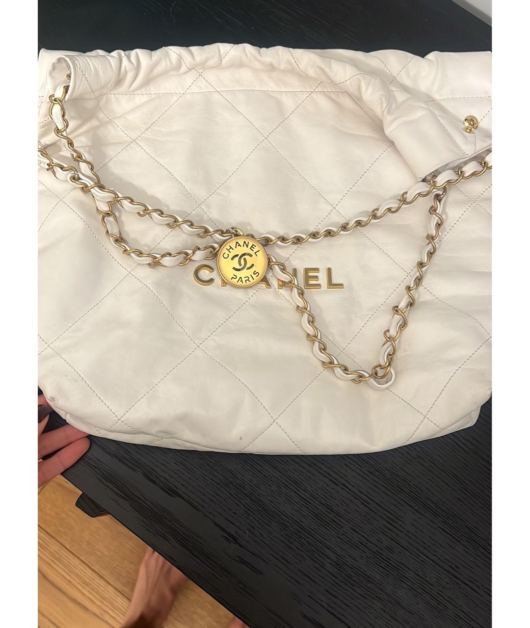 CHANEL Белая кожаная сумка тоут, фото 2