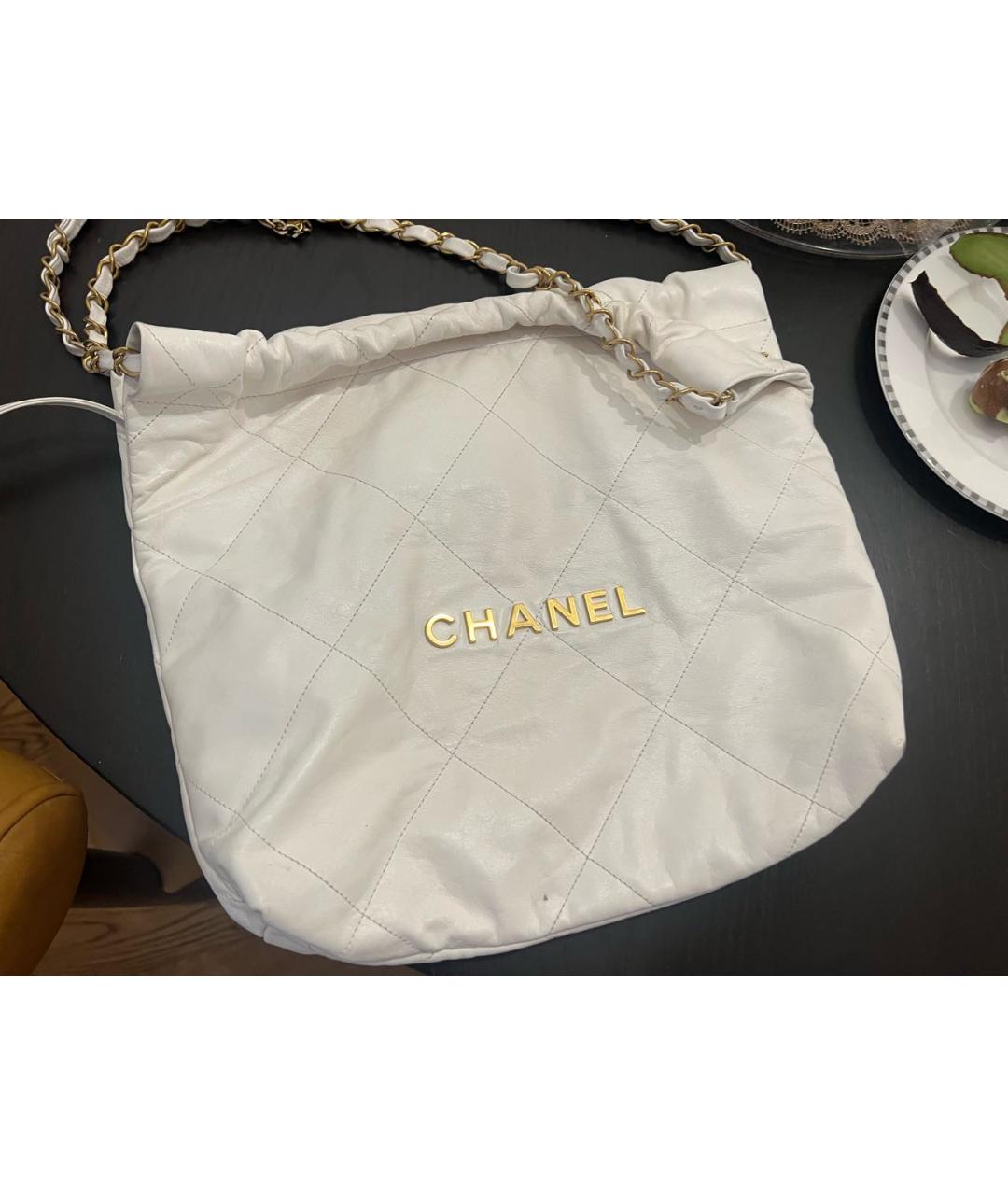 CHANEL Белая кожаная сумка тоут, фото 4