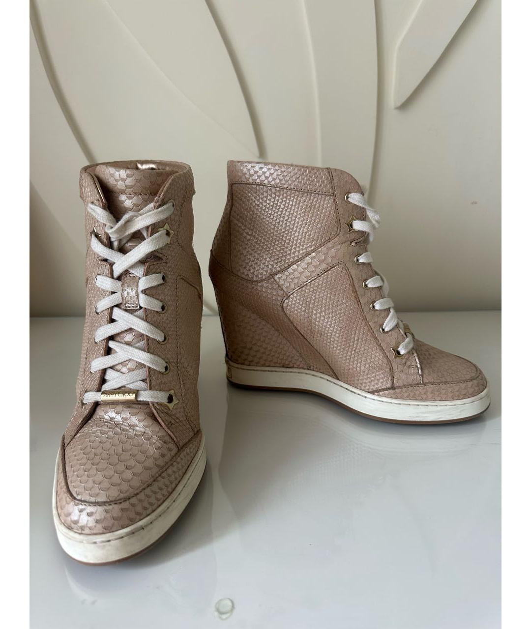 JIMMY CHOO Розовые кожаные кеды, фото 5