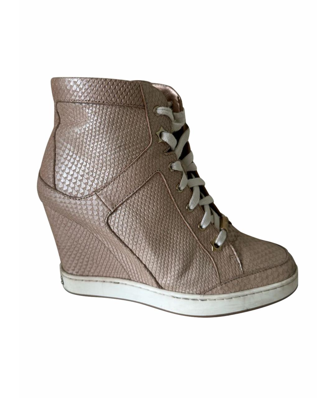 JIMMY CHOO Розовые кожаные кеды, фото 1