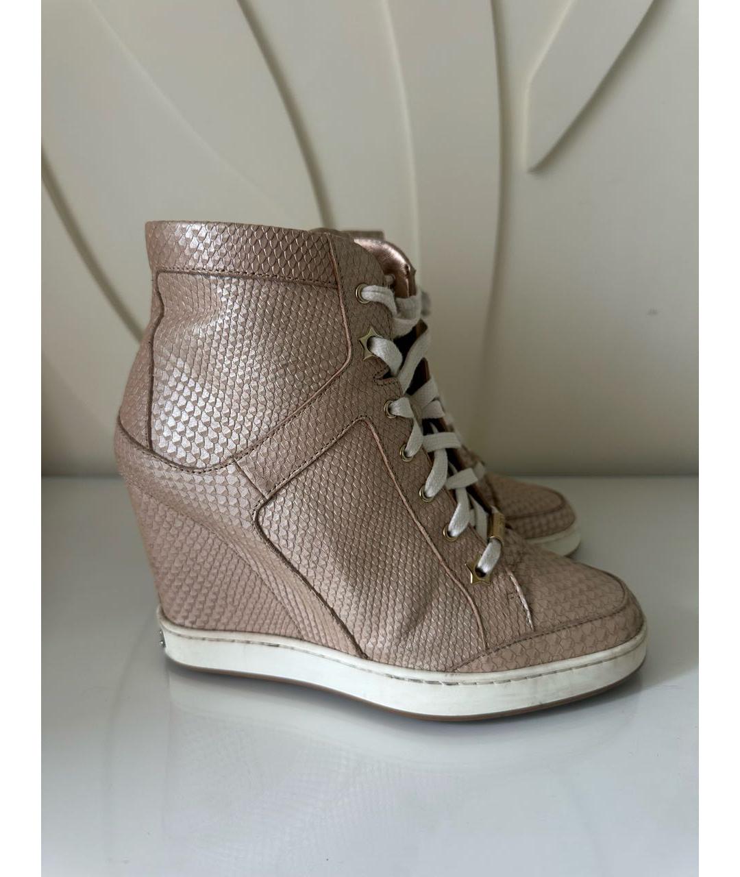 JIMMY CHOO Розовые кожаные кеды, фото 7