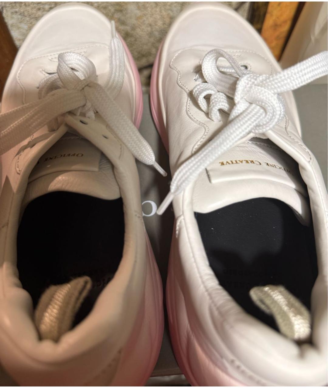 OFFICINE CREATIVE Белые кожаные кроссовки, фото 3