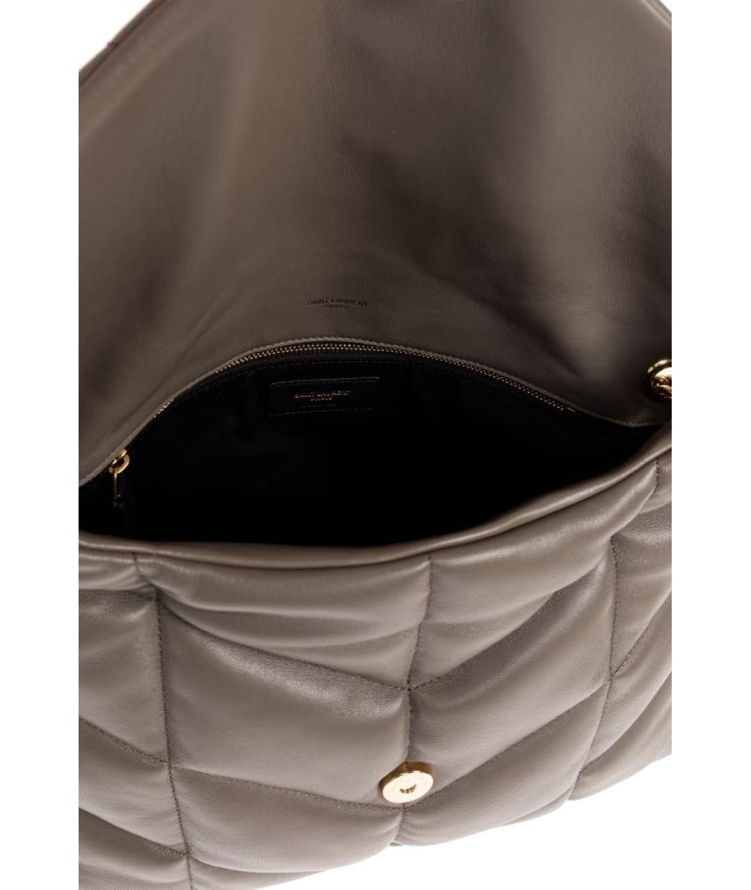 SAINT LAURENT Коричневая кожаная сумка через плечо, фото 5