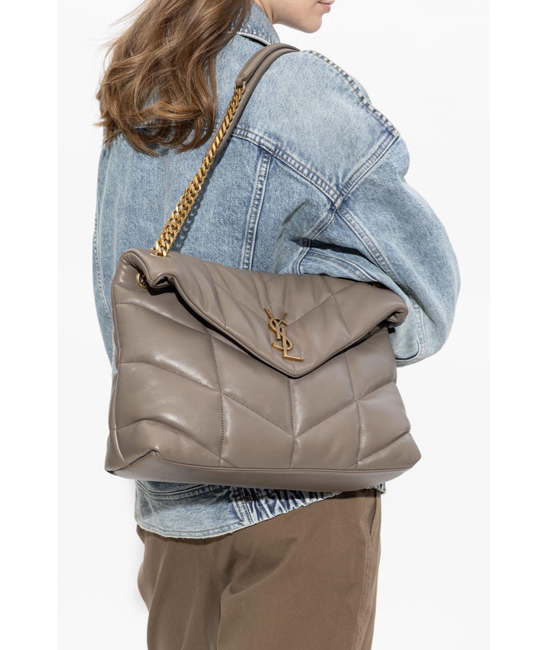 SAINT LAURENT Коричневая кожаная сумка через плечо, фото 2