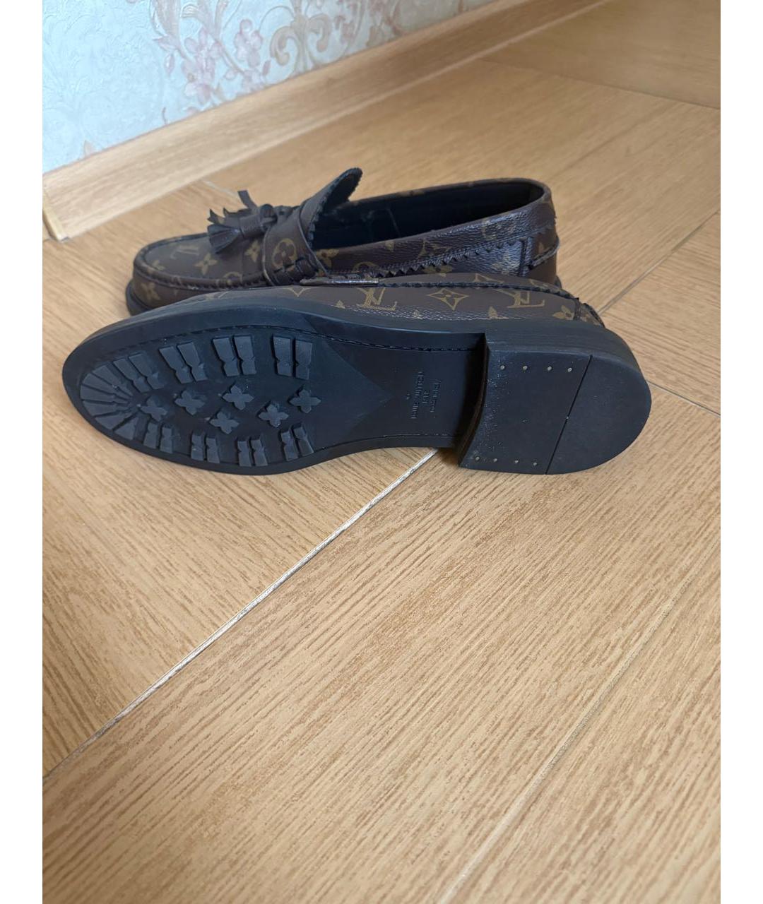 LOUIS VUITTON Коричневые кожаные лоферы, фото 3