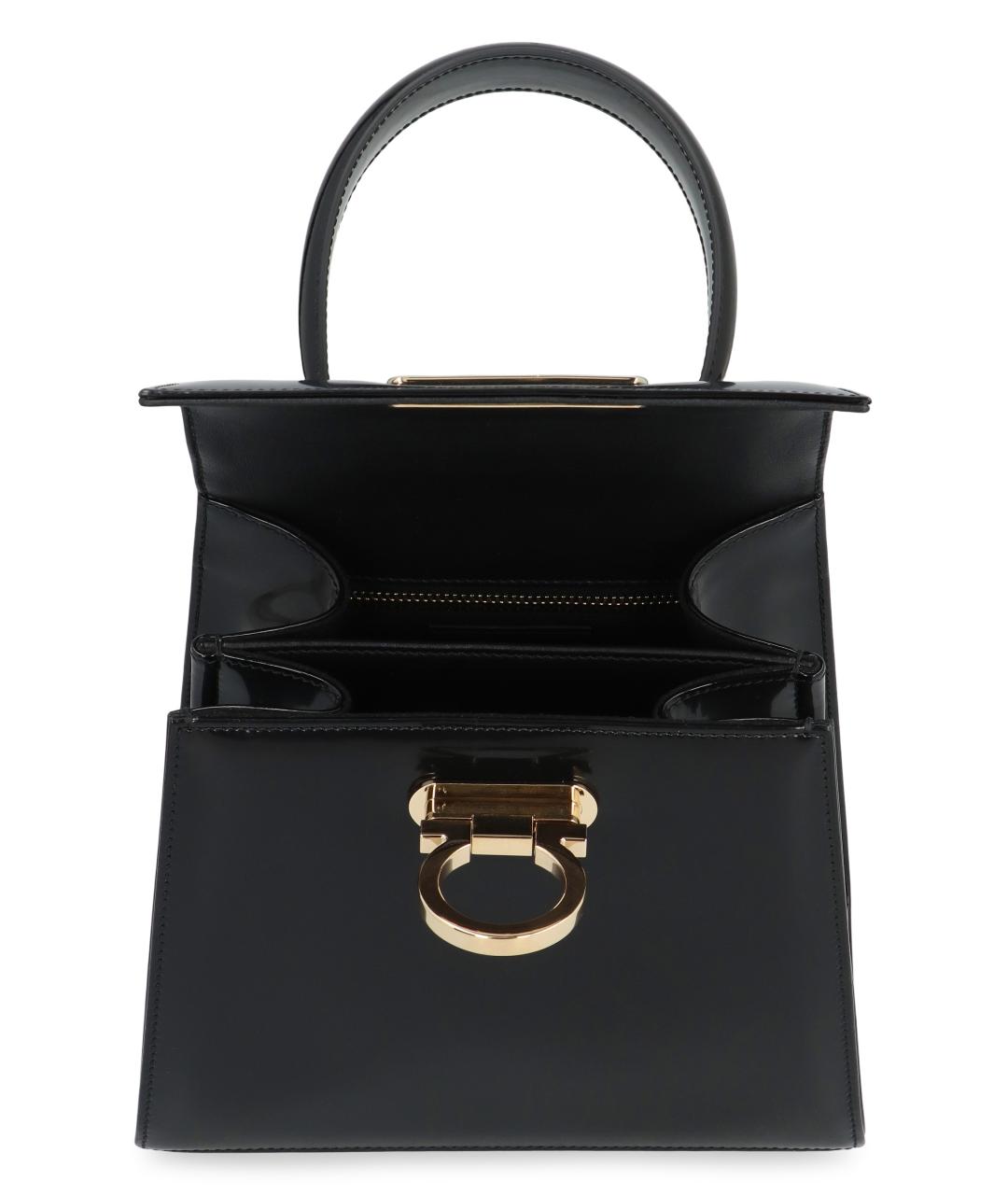 FERRAGAMO Черная кожаная сумка с короткими ручками, фото 5