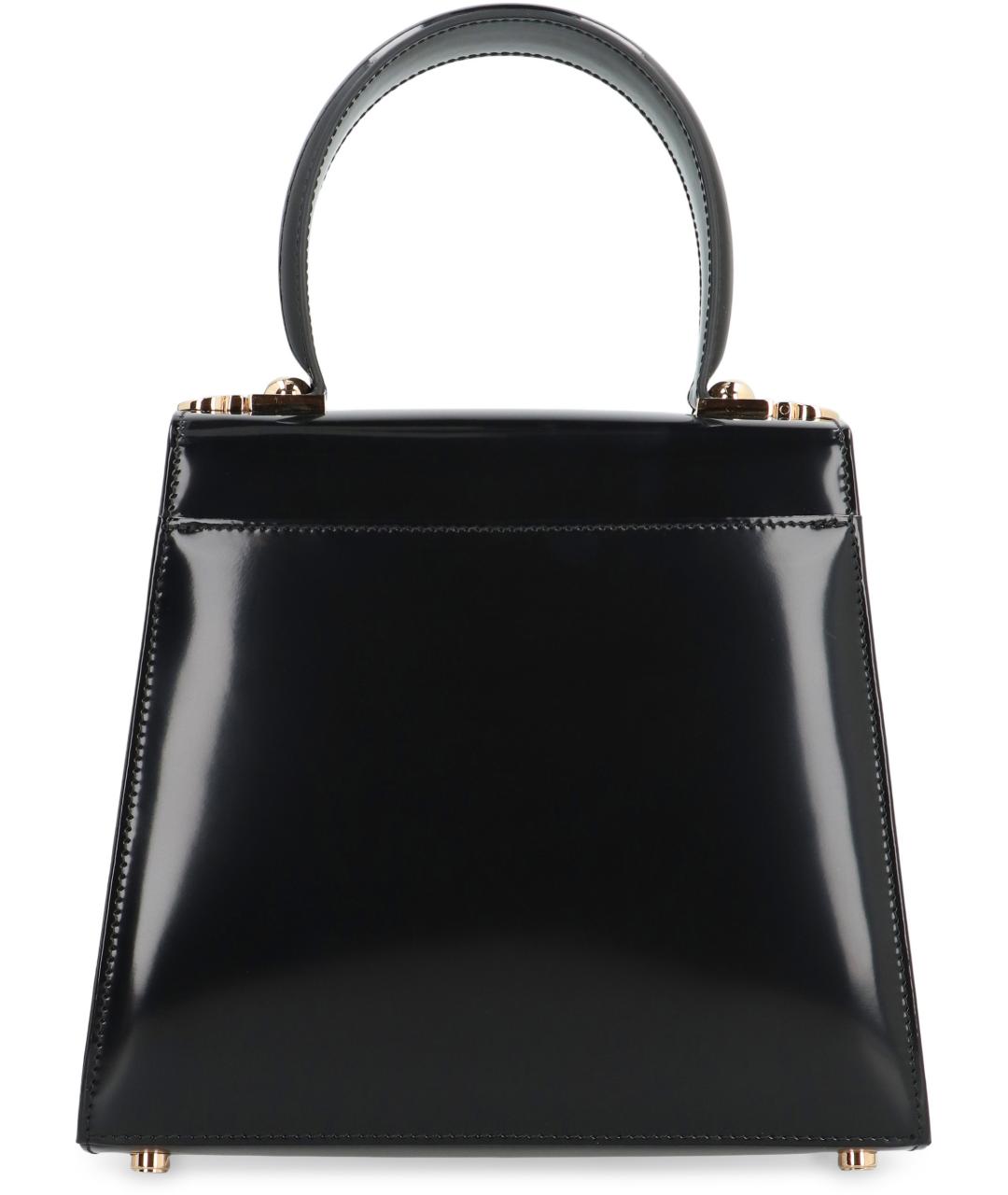 FERRAGAMO Черная кожаная сумка с короткими ручками, фото 3