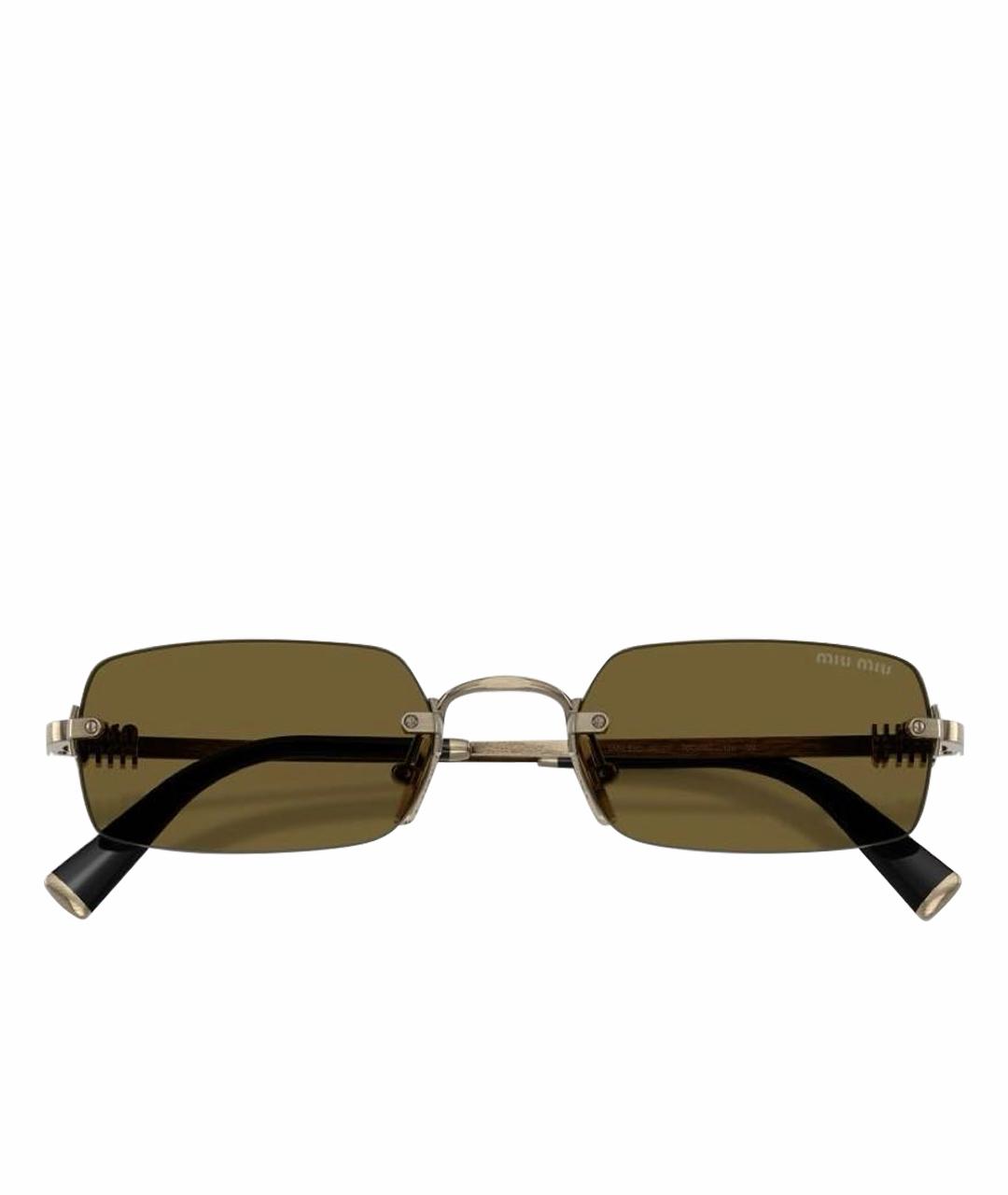 MIU MIU Коричневые металлические солнцезащитные очки, фото 1