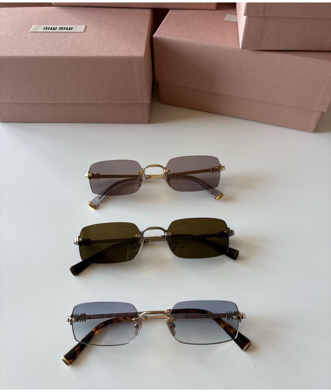 MIU MIU Коричневые металлические солнцезащитные очки, фото 7