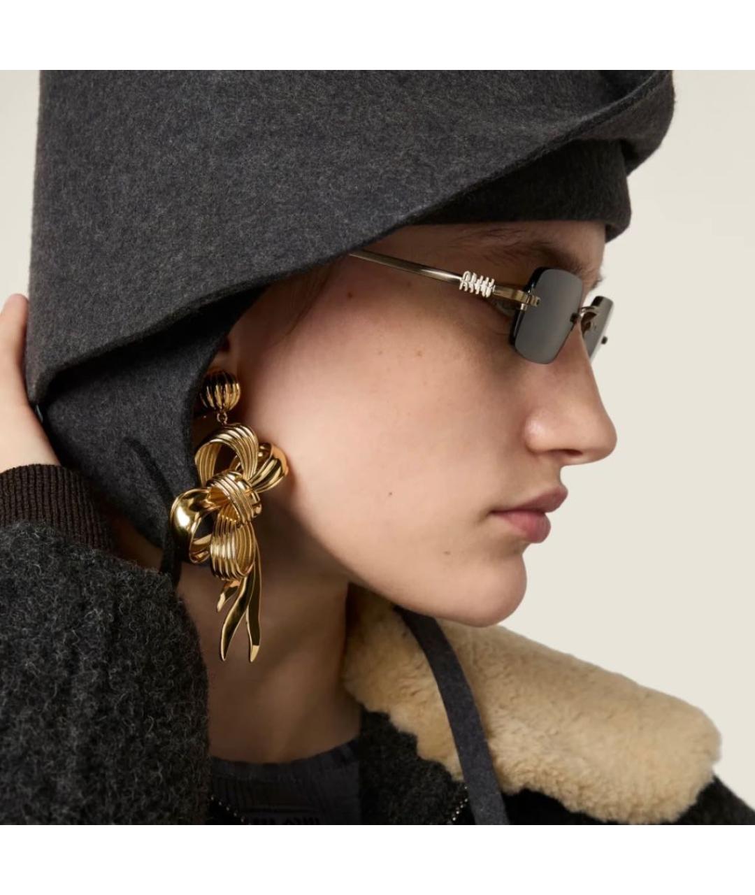 MIU MIU Коричневые металлические солнцезащитные очки, фото 6