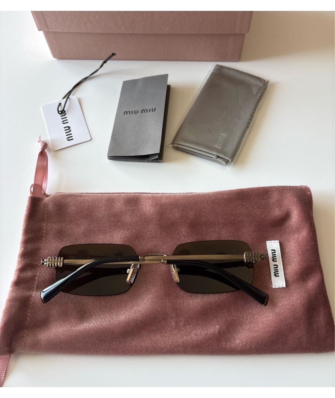 MIU MIU Коричневые металлические солнцезащитные очки, фото 4