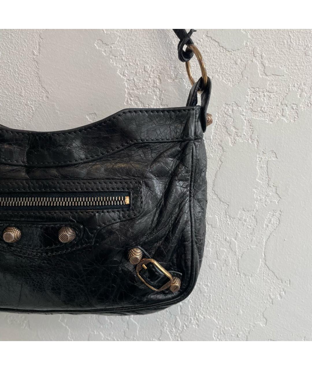 BALENCIAGA Черная кожаная сумка через плечо, фото 5