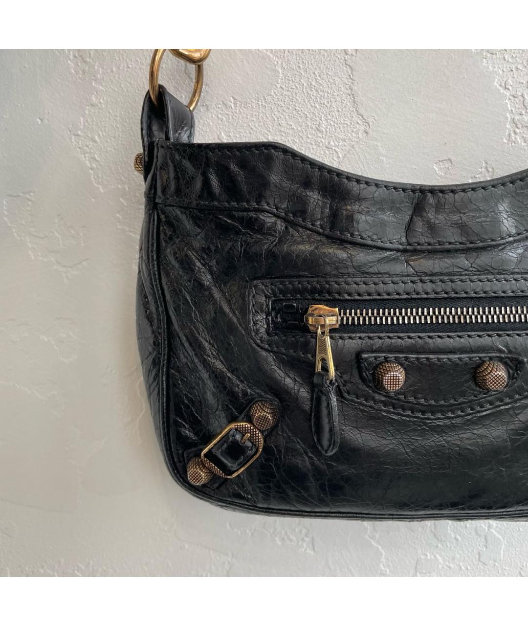 BALENCIAGA Черная кожаная сумка через плечо, фото 4