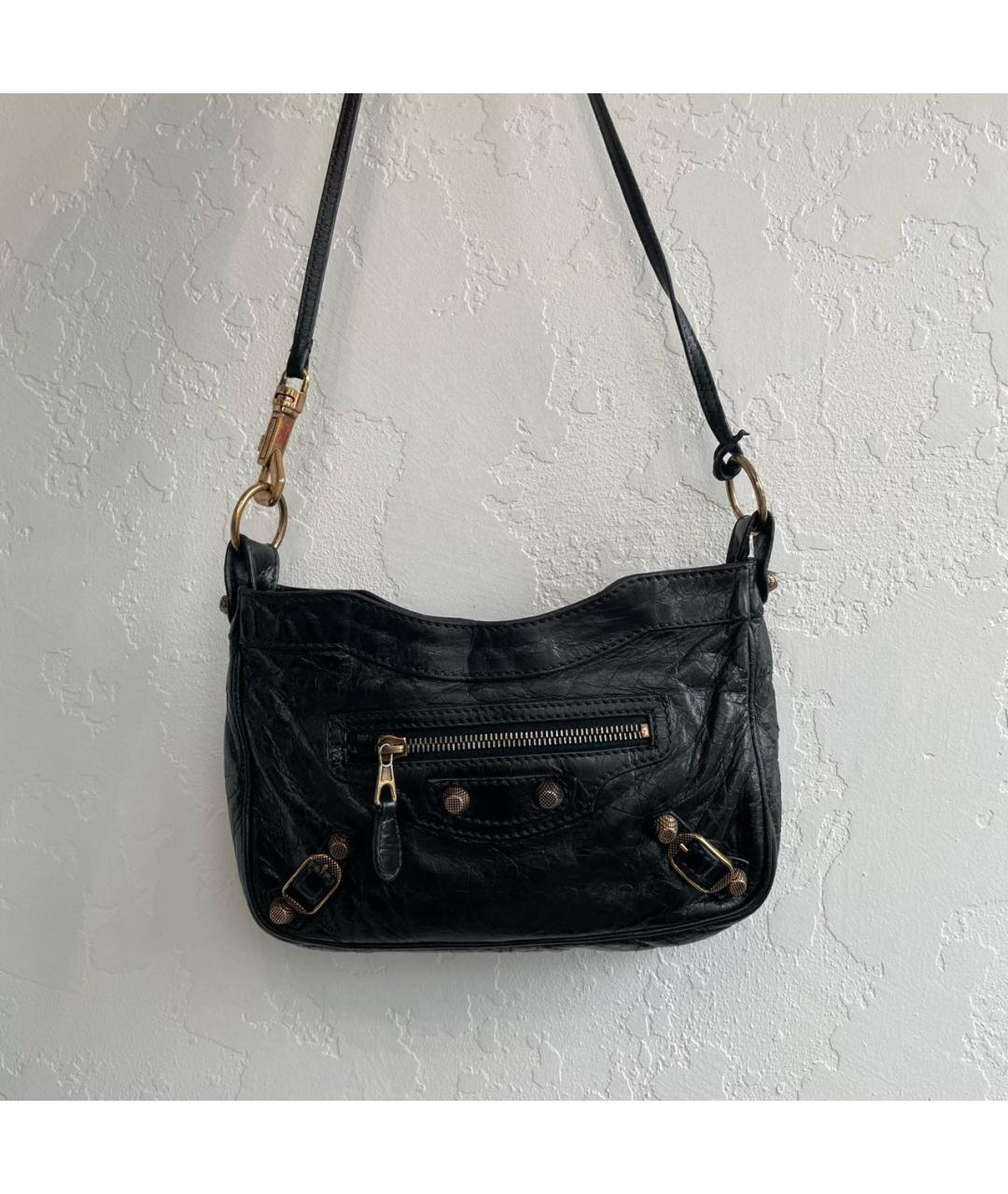 BALENCIAGA Черная кожаная сумка через плечо, фото 2