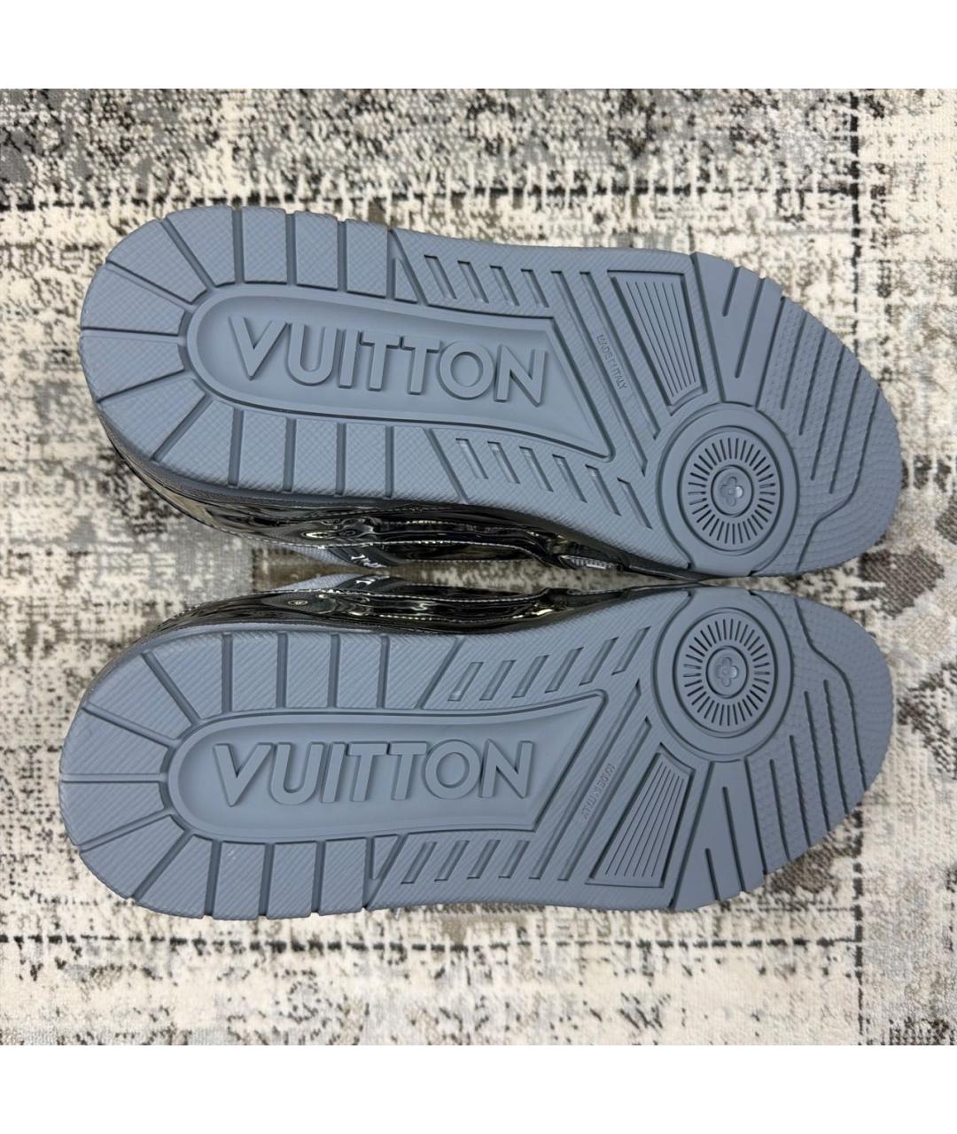 LOUIS VUITTON Серебряные кожаные низкие кроссовки / кеды, фото 6