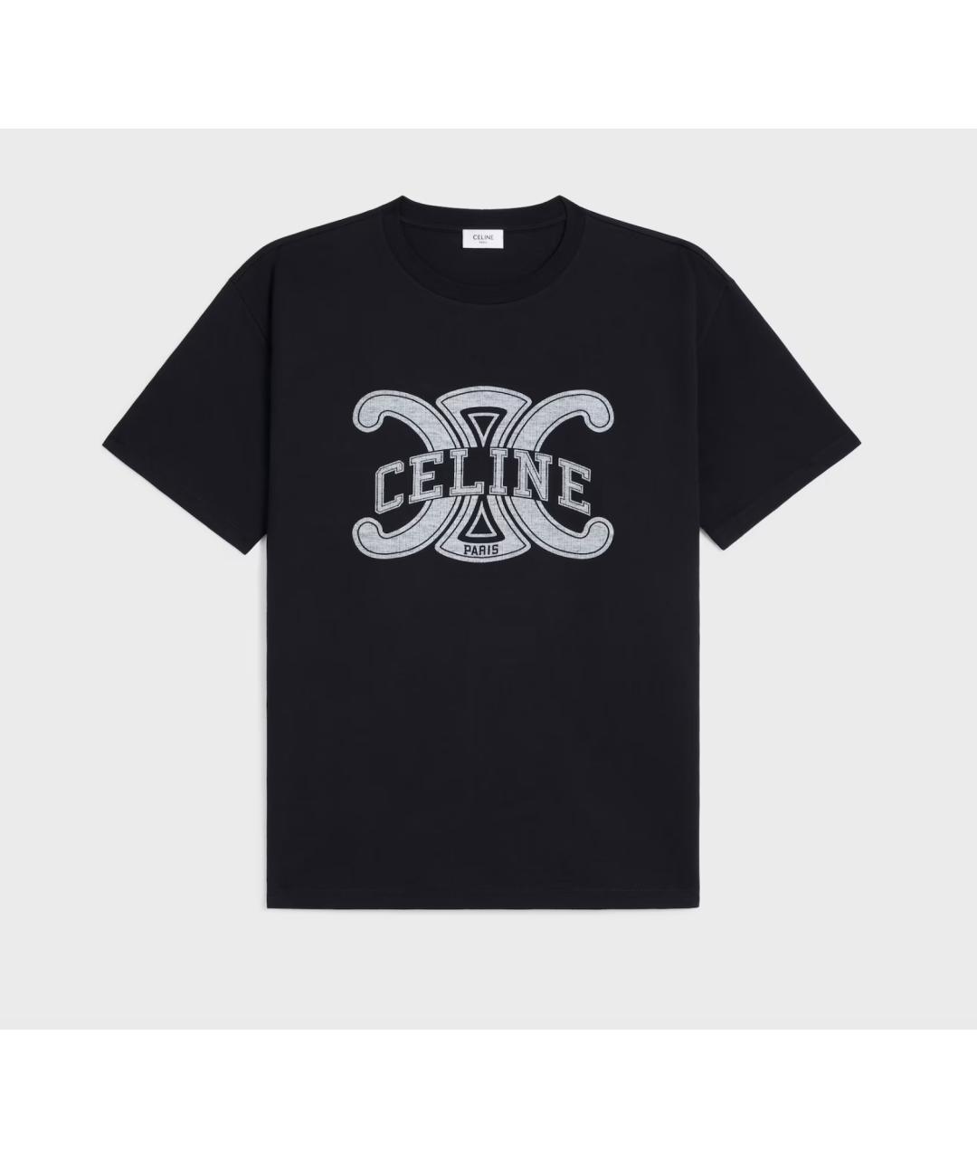 CELINE Черная хлопковая футболка, фото 4