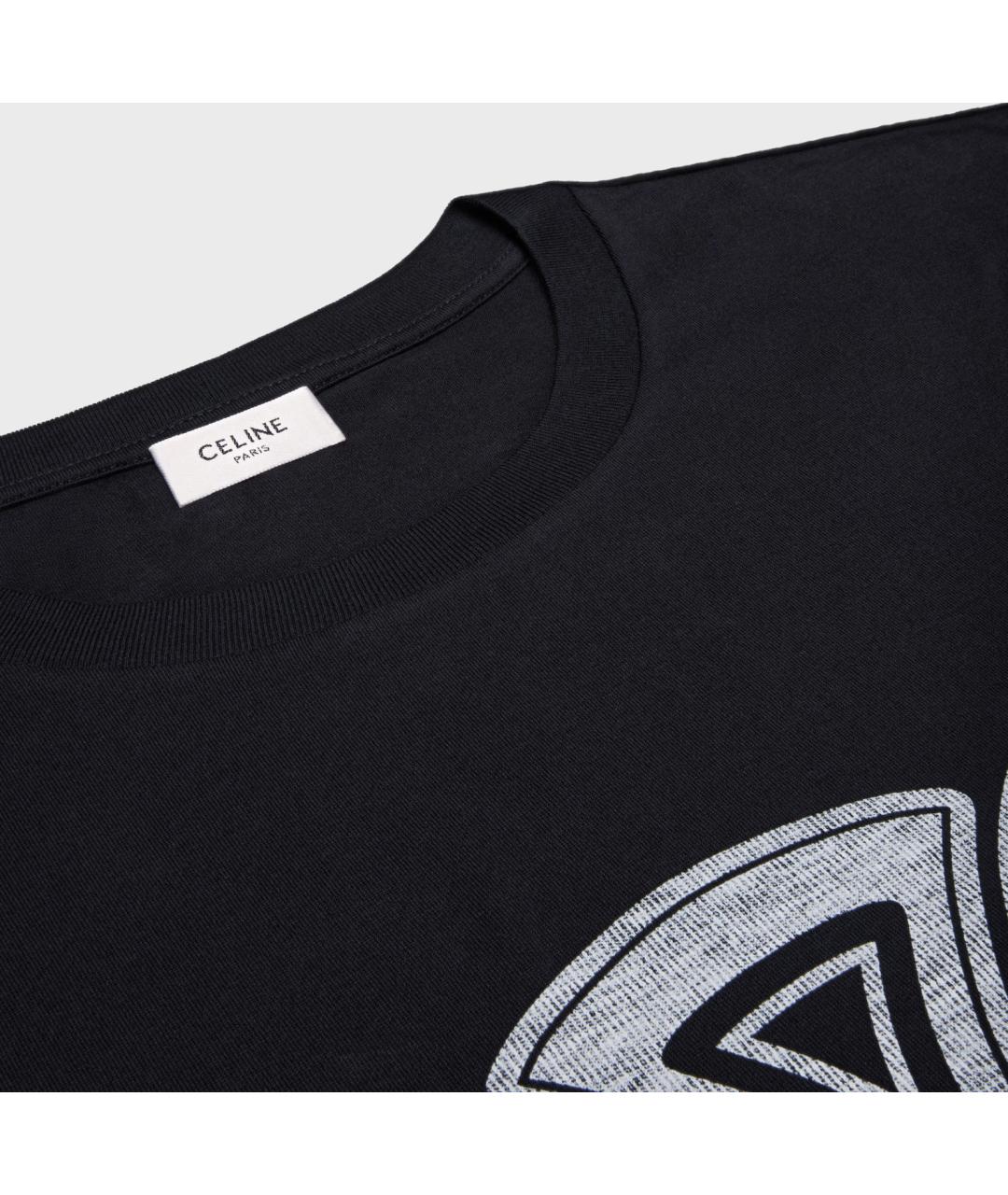 CELINE Черная хлопковая футболка, фото 2