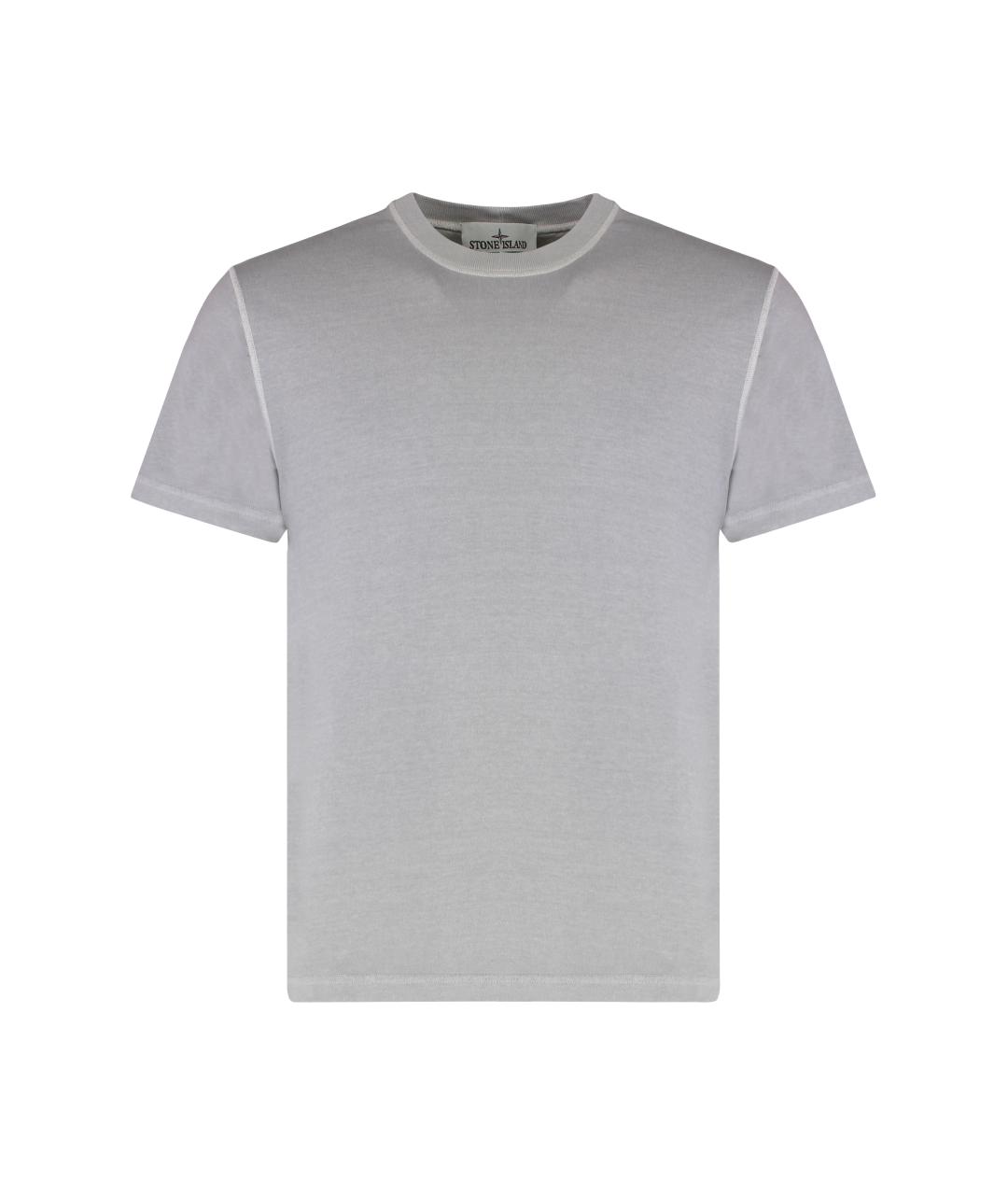 STONE ISLAND Серая хлопковая футболка, фото 1