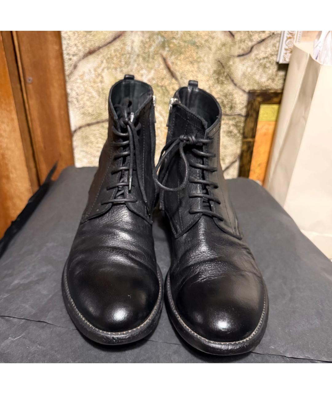 OFFICINE CREATIVE Черные кожаные ботинки, фото 2