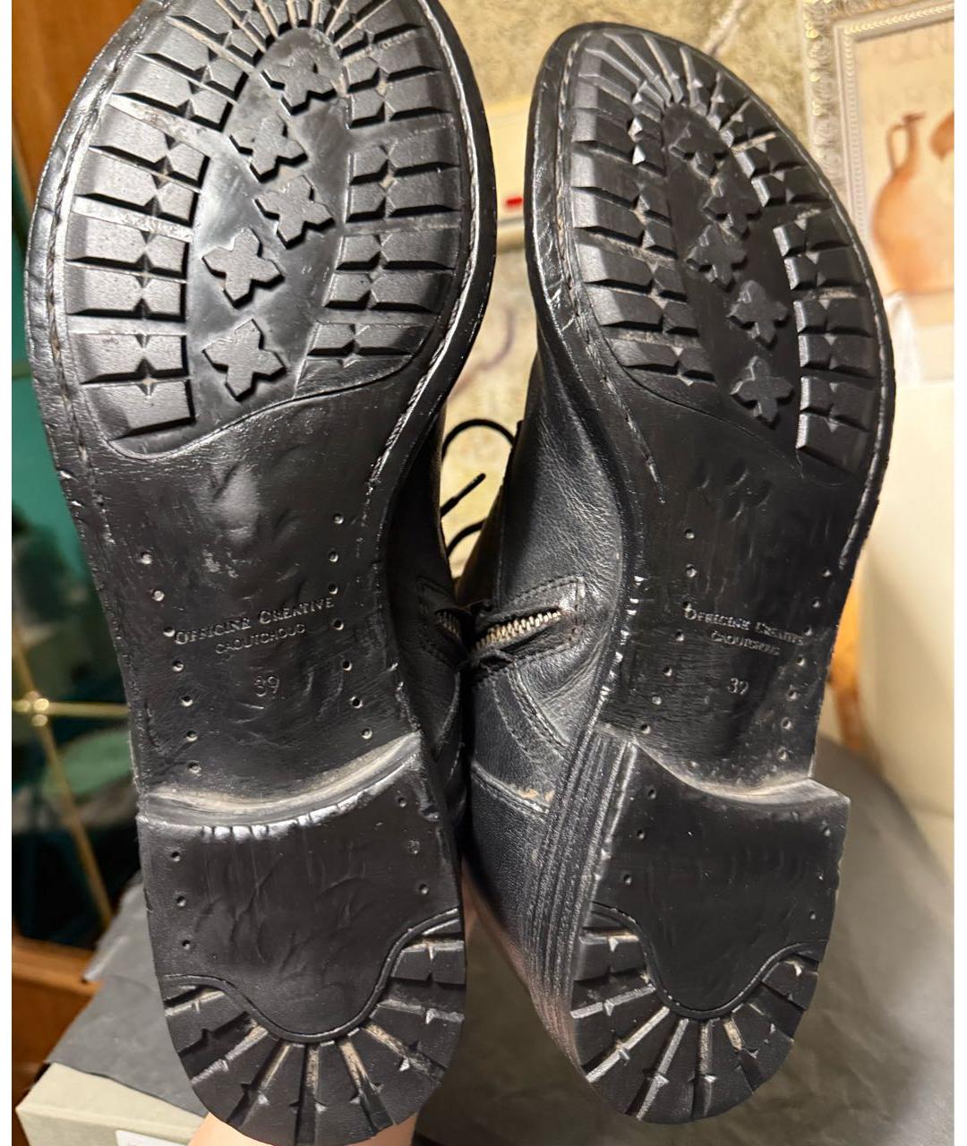 OFFICINE CREATIVE Черные кожаные ботинки, фото 5