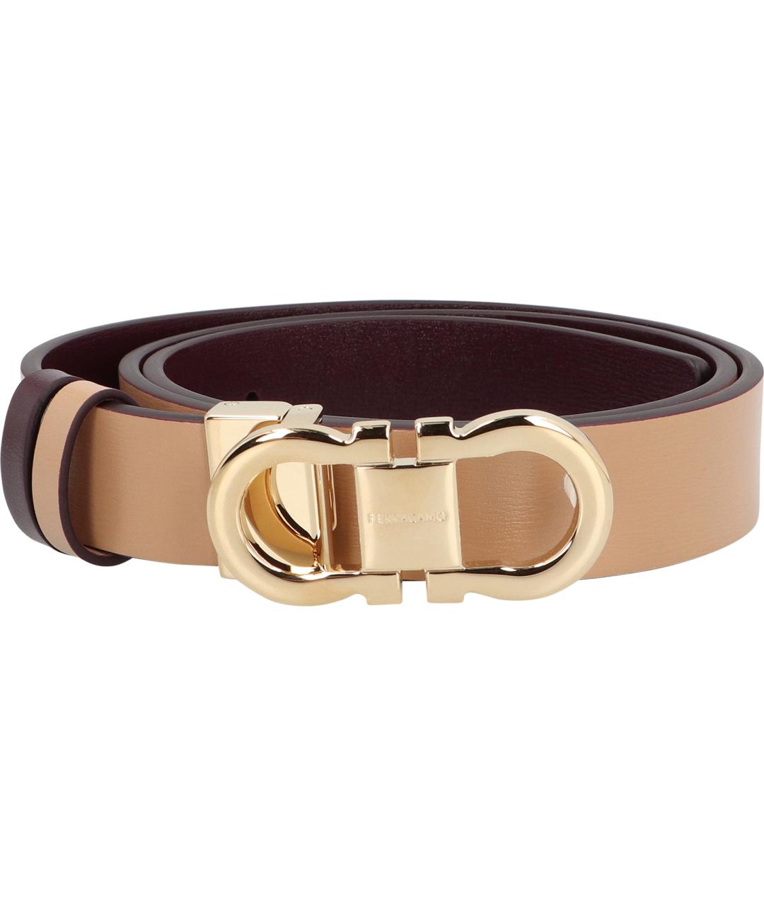 FERRAGAMO Бежевый кожаный ремень, фото 2