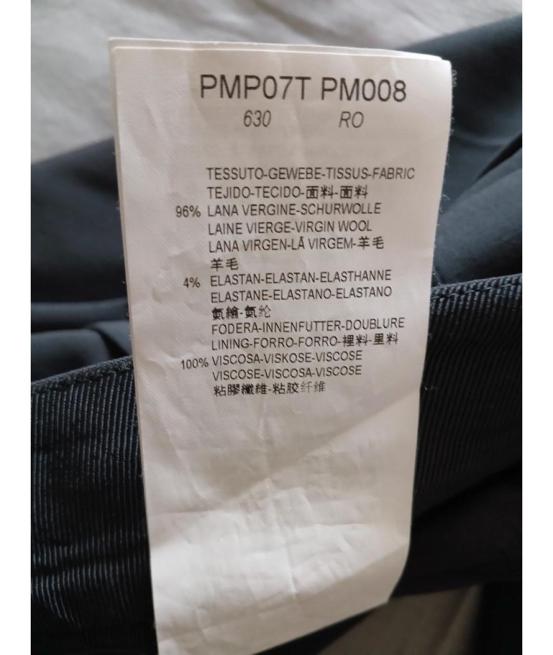 EMPORIO ARMANI Серые шерстяные брюки узкие, фото 4