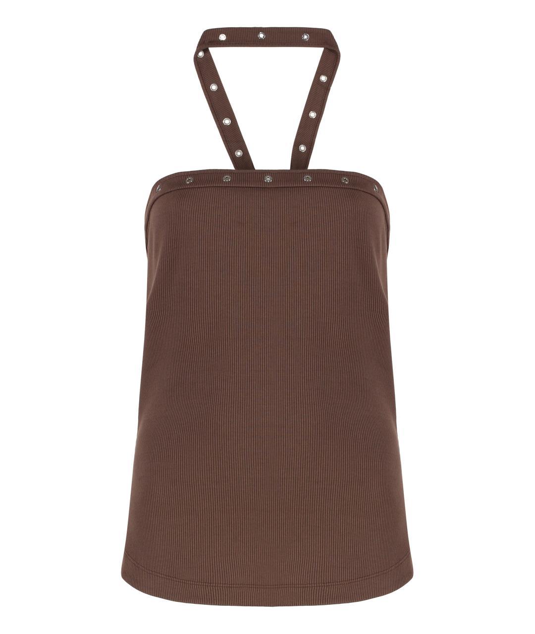 THE ATTICO Коричневая хлопковая майка, фото 3