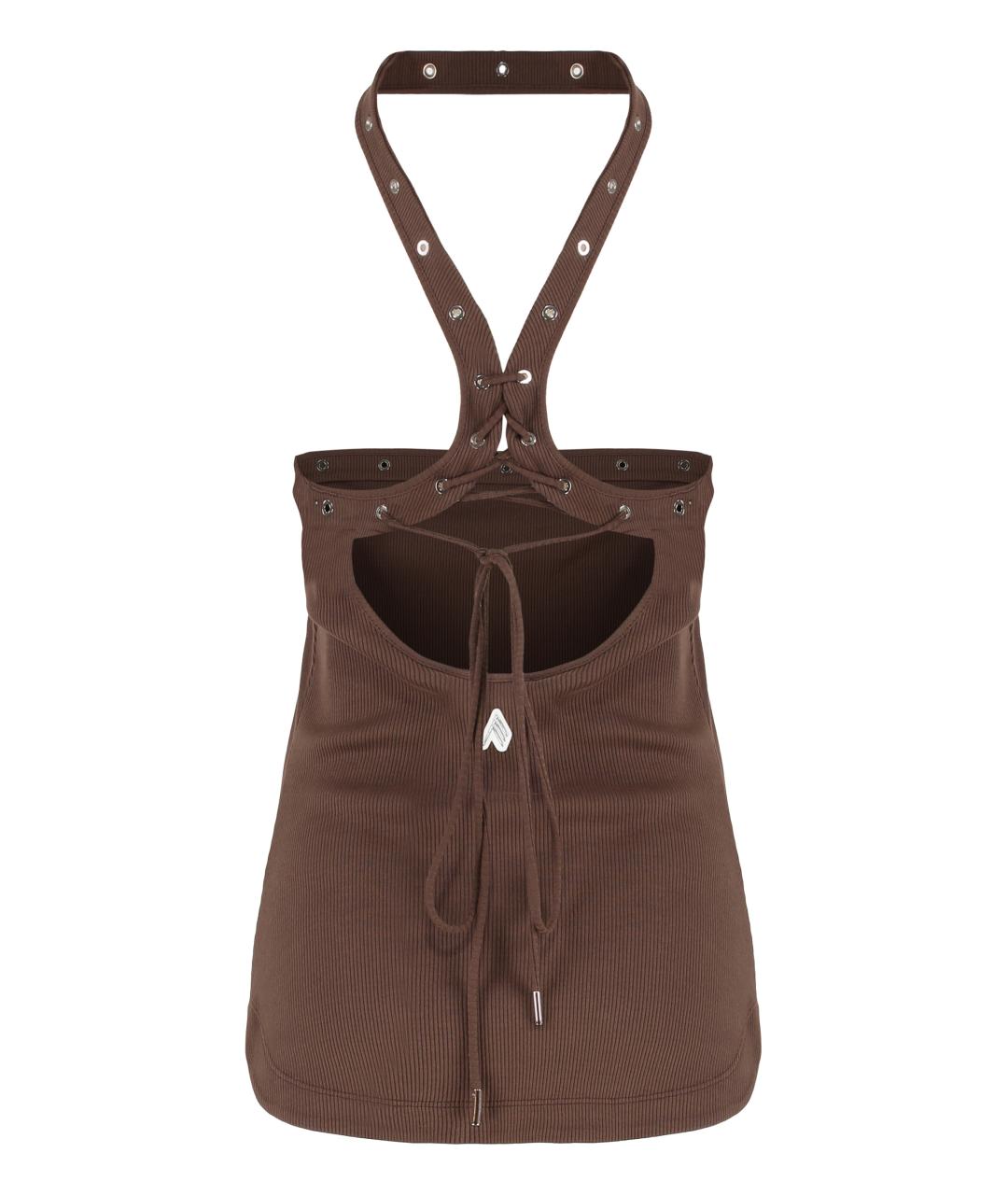 THE ATTICO Коричневая хлопковая майка, фото 2