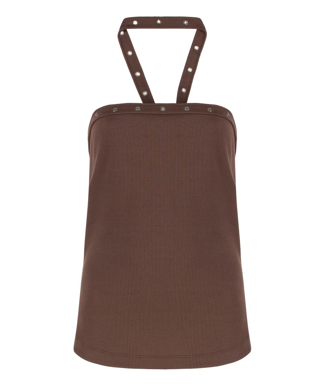 THE ATTICO Коричневая хлопковая майка, фото 1