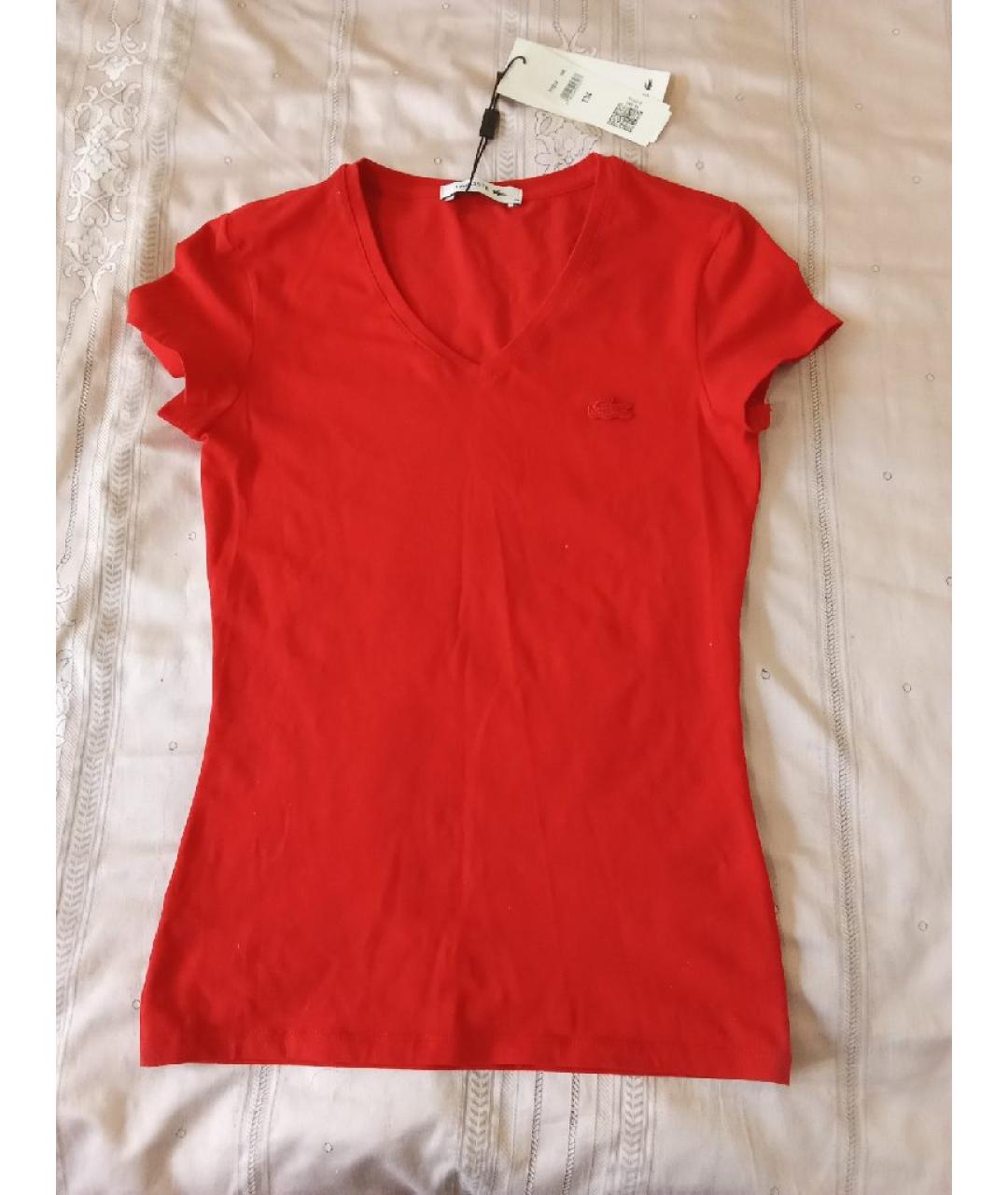 LACOSTE Красная хлопковая футболка, фото 6