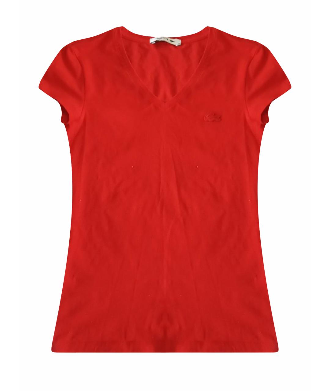 LACOSTE Красная хлопковая футболка, фото 1