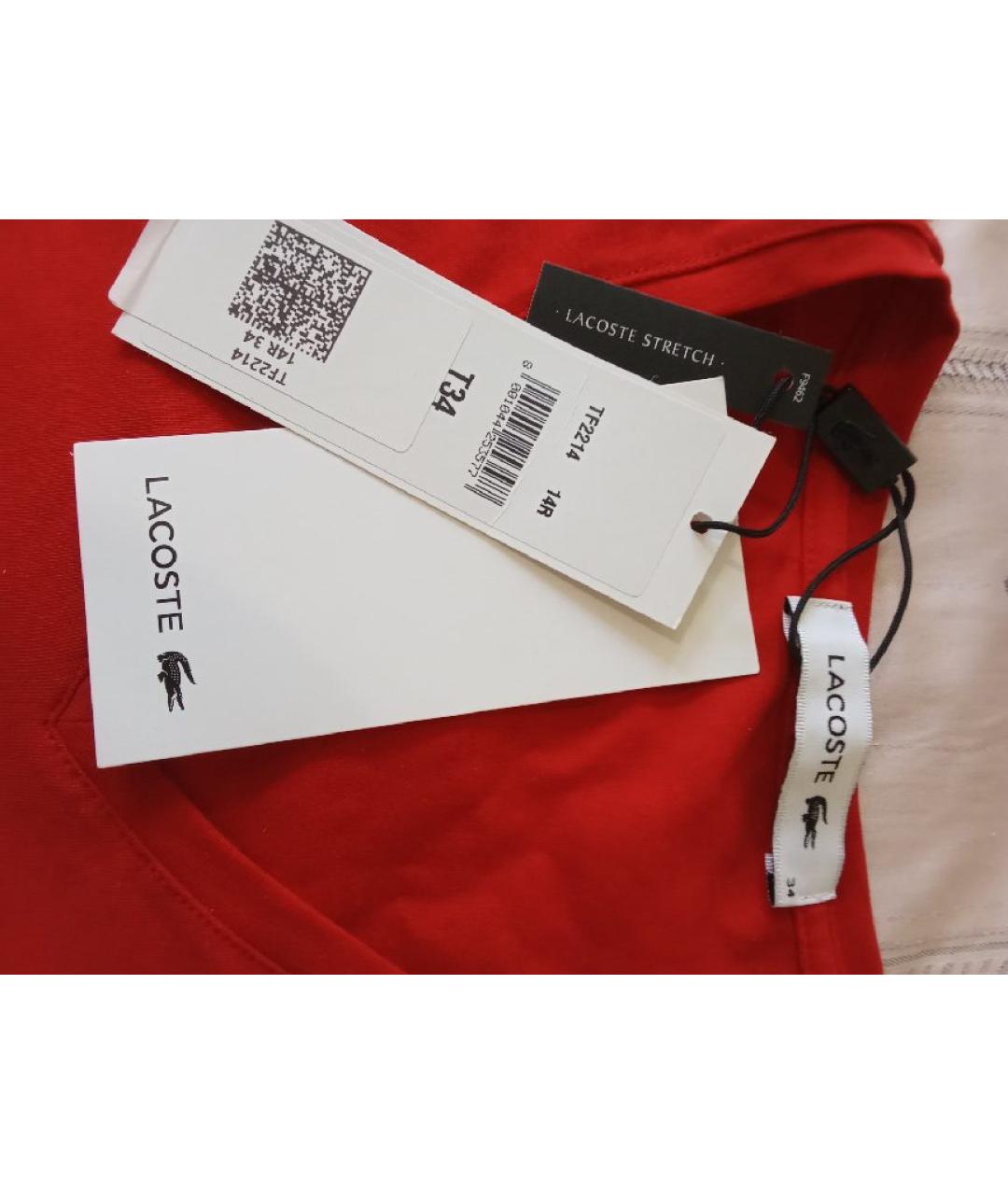 LACOSTE Красная хлопковая футболка, фото 5