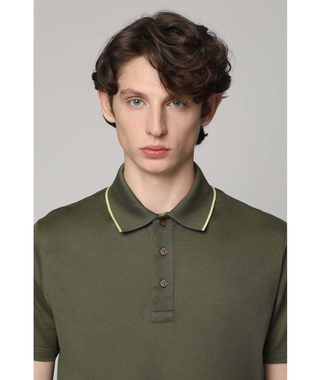 PAUL & SHARK Зеленые хлопковое поло с коротким рукавом, фото 6