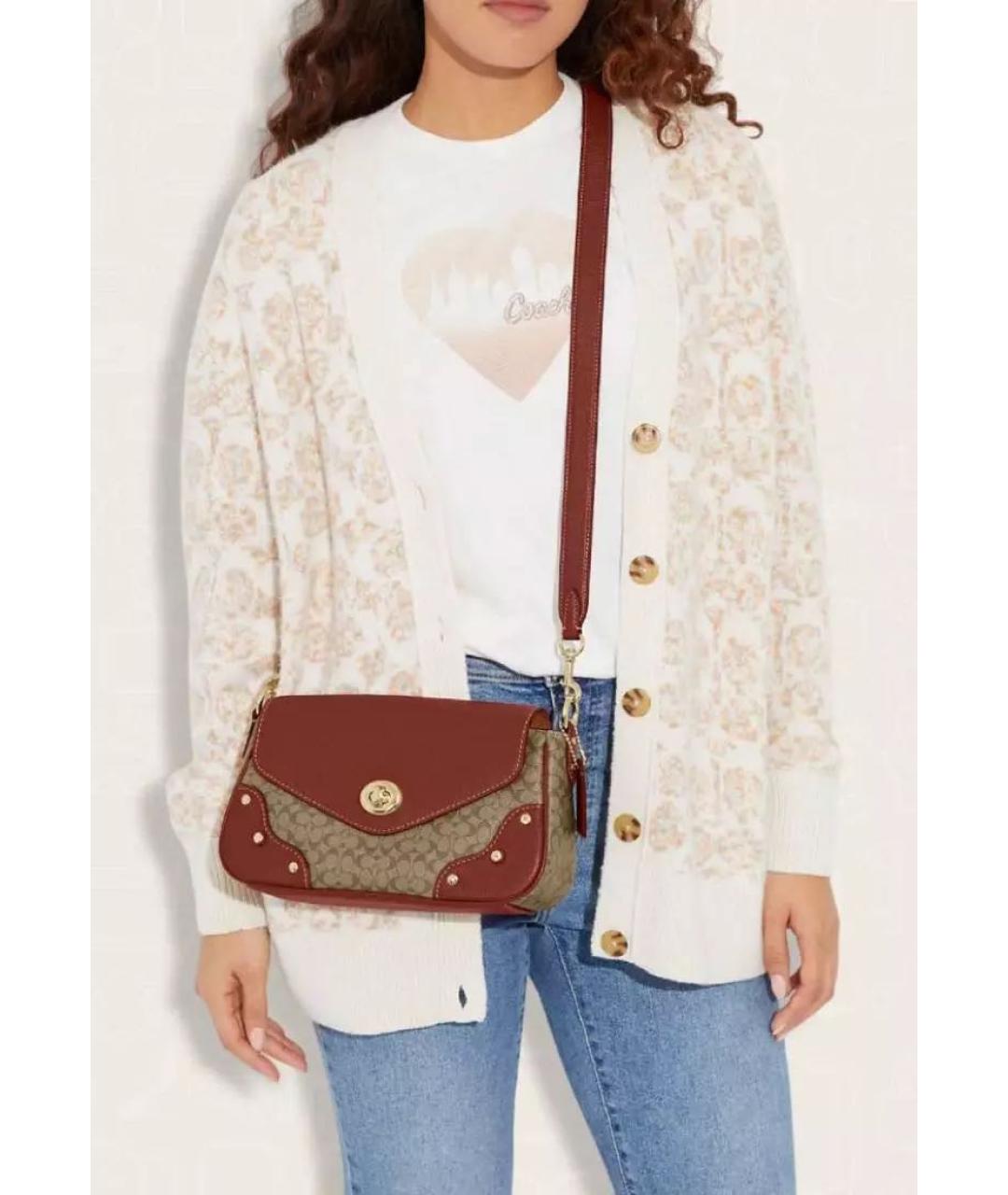 COACH Коричневая кожаная сумка через плечо, фото 3