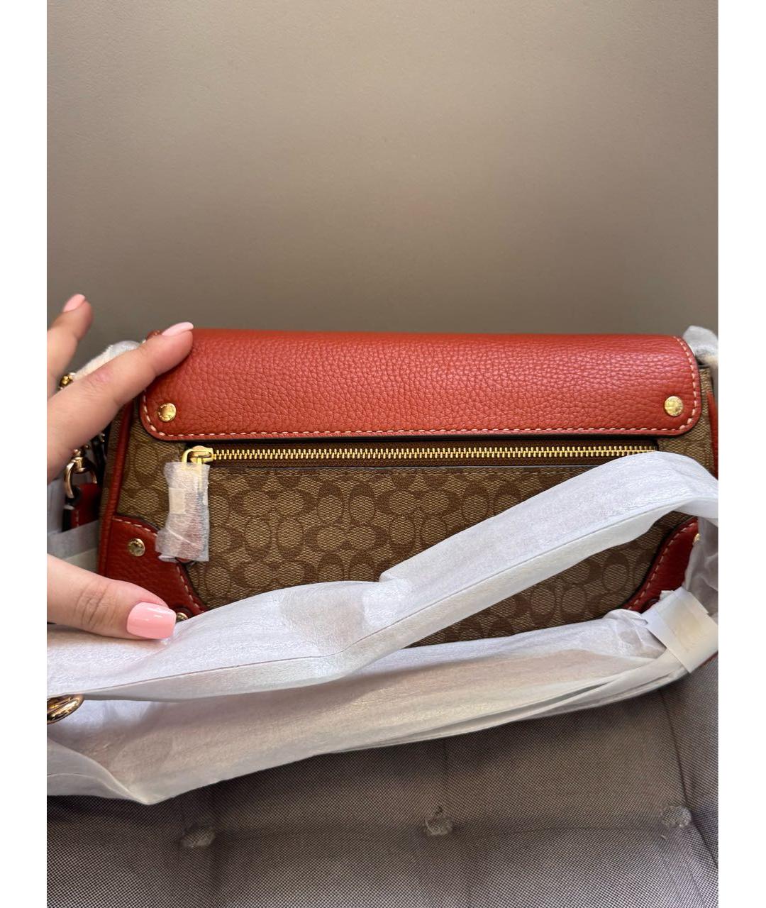 COACH Коричневая кожаная сумка через плечо, фото 8