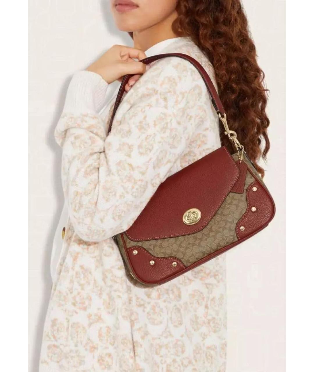 COACH Коричневая кожаная сумка через плечо, фото 2