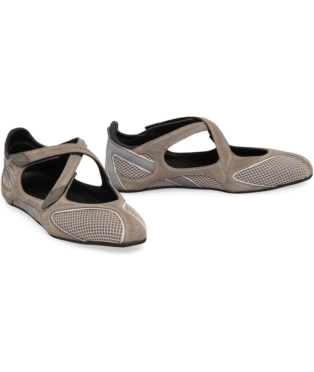 THE ATTICO Серые текстильные балетки, фото 3