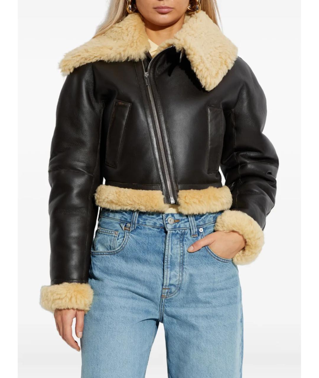 JACQUEMUS Коричневая кожаная куртка, фото 3