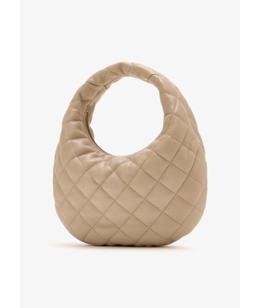 SAINT LAURENT Бежевая кожаная сумка с короткими ручками, фото 3