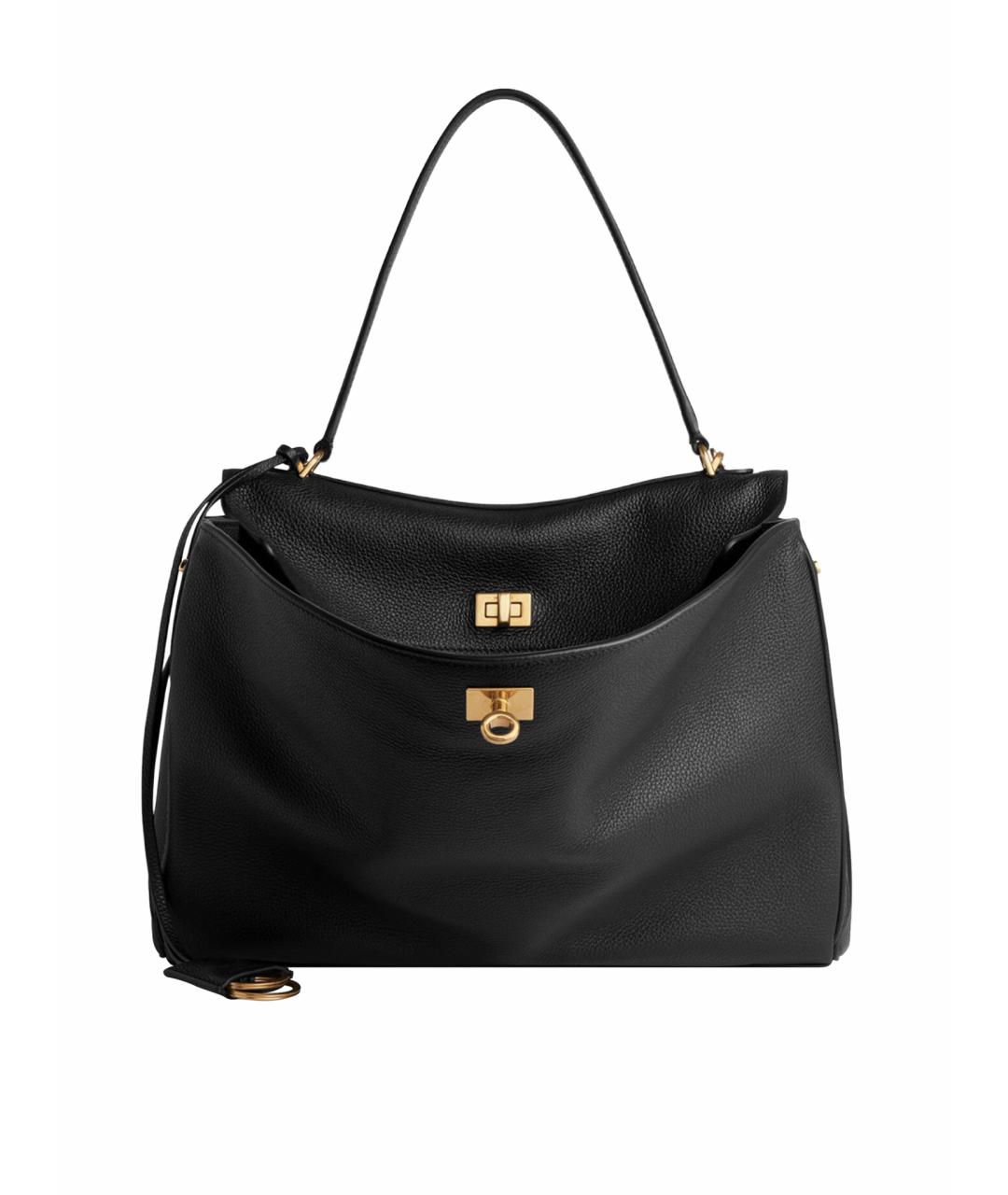 BALENCIAGA Черная кожаная сумка с короткими ручками, фото 1